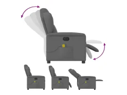vidaxl Poltrona reclinável de massagens elétrica tecido cinza-escuro^ Poltrona