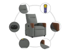Poltrona reclinável de massagens elétrica tecido cinza-escuro SHL518767^ Poltrona