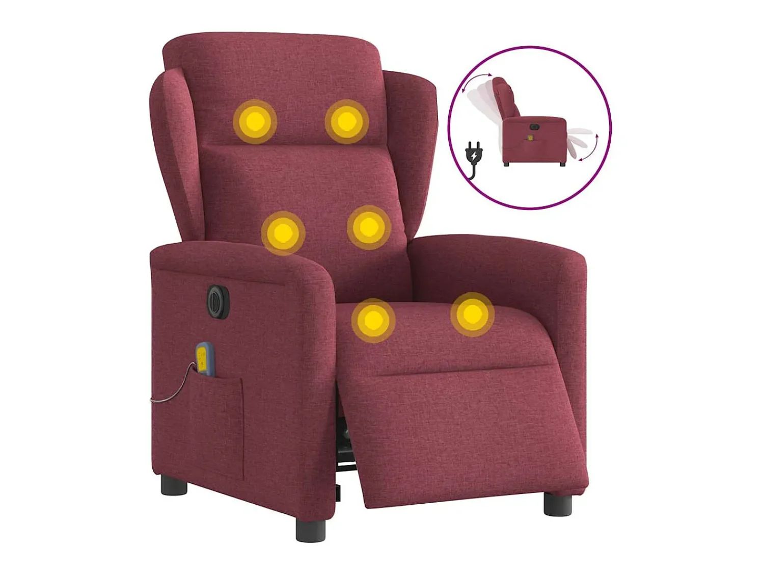 Poltrona reclinável de massagens elétrica tecido tinto SHL813181^ Poltrona