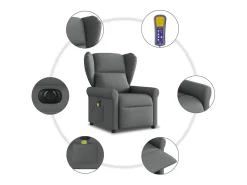 Poltrona| Poltrona reclinável de massagens elétrica tecido cinza-escuro SHL38963 Cinza antracite