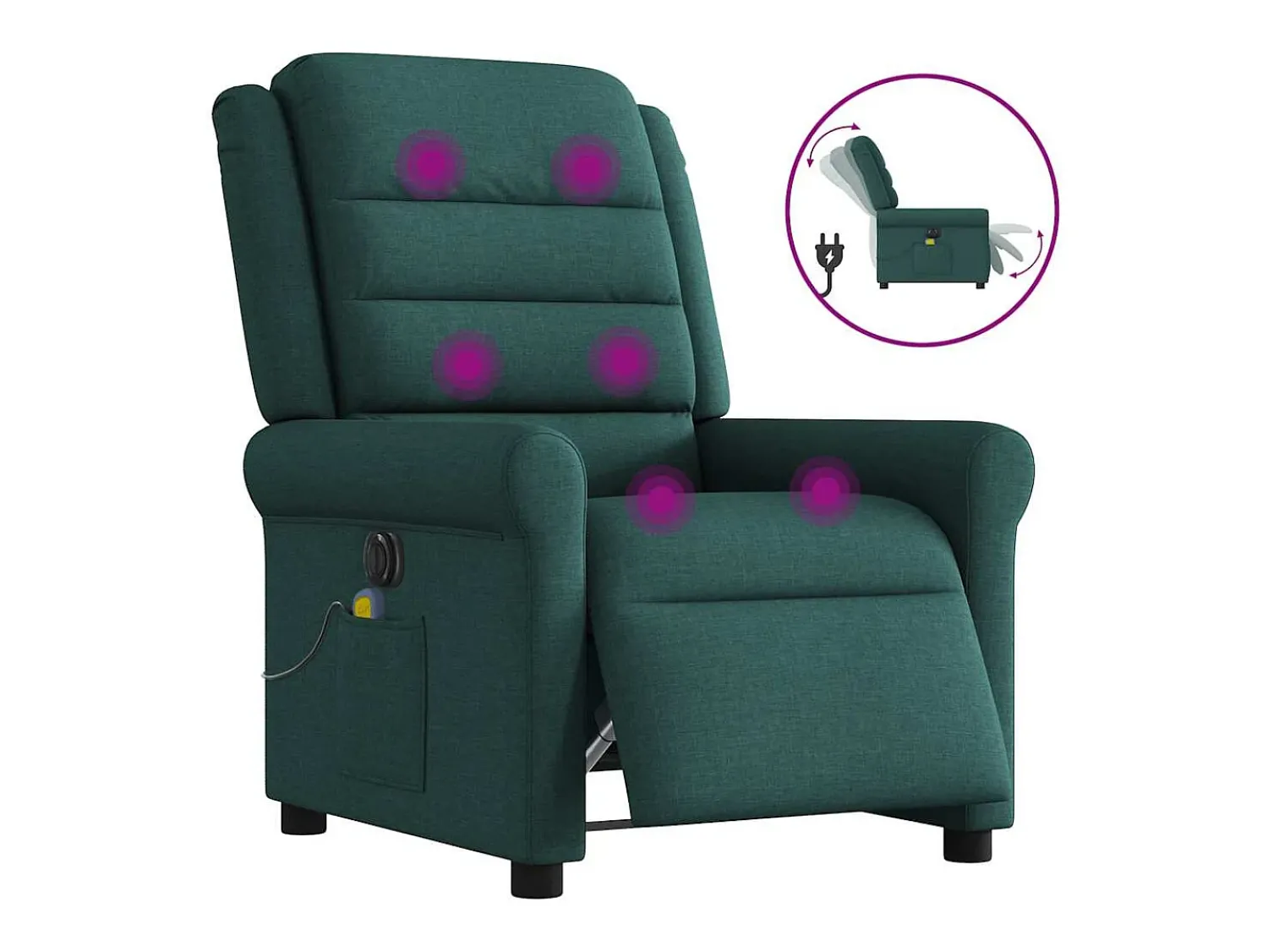 Poltrona* Poltrona reclinável de massagens elétrica tecido verde-escuro SHL370838 Verde pinho