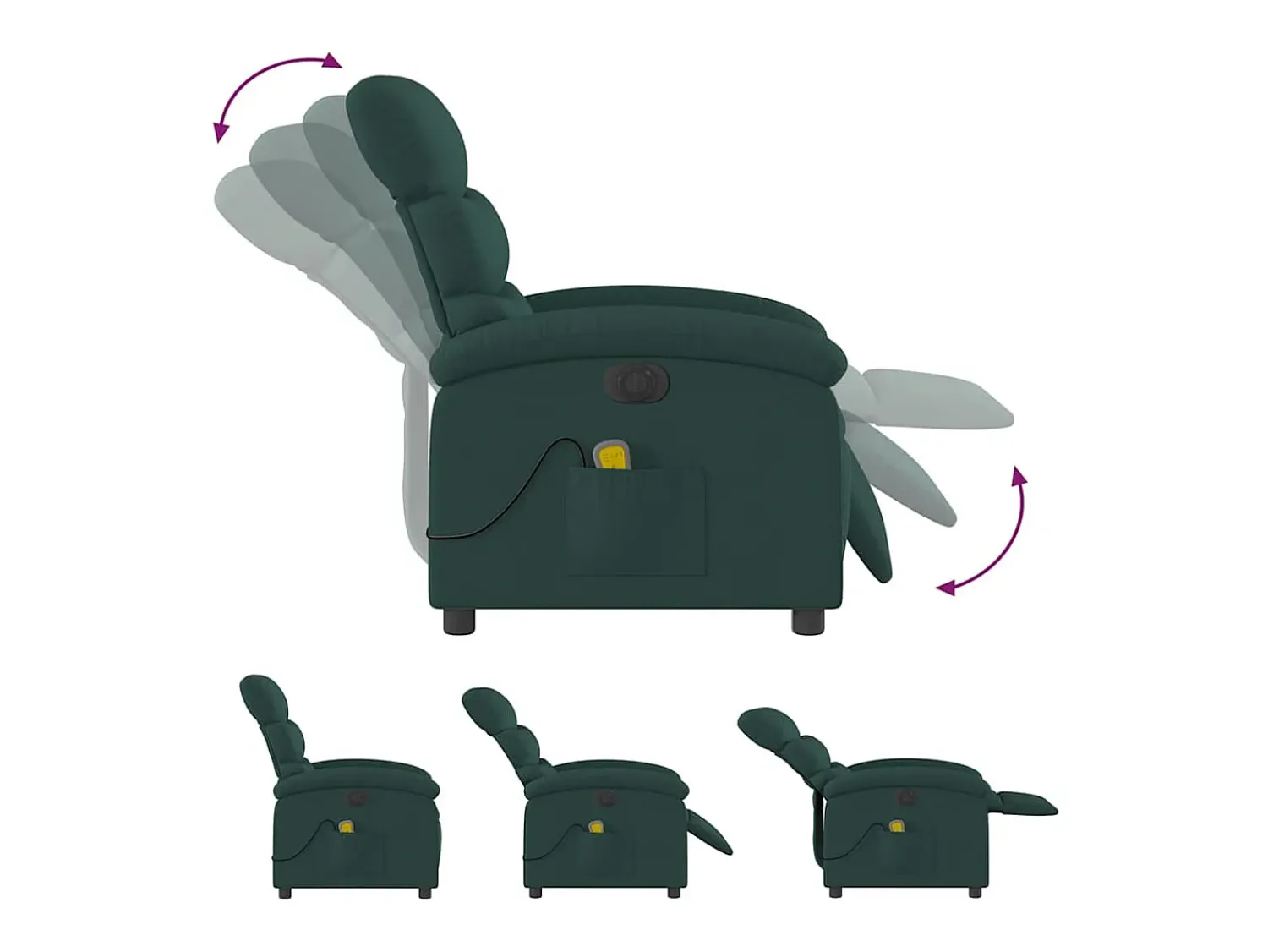 Poltrona reclinável de massagens elétrica tecido verde-escuro SHL953568^ Poltrona