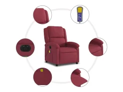 Clearance Poltrona reclinável de massagens elétrica tecido tinto SHL614459 Vermelho