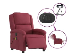 Clearance Poltrona reclinável de massagens elétrica tecido tinto SHL614459 Vermelho