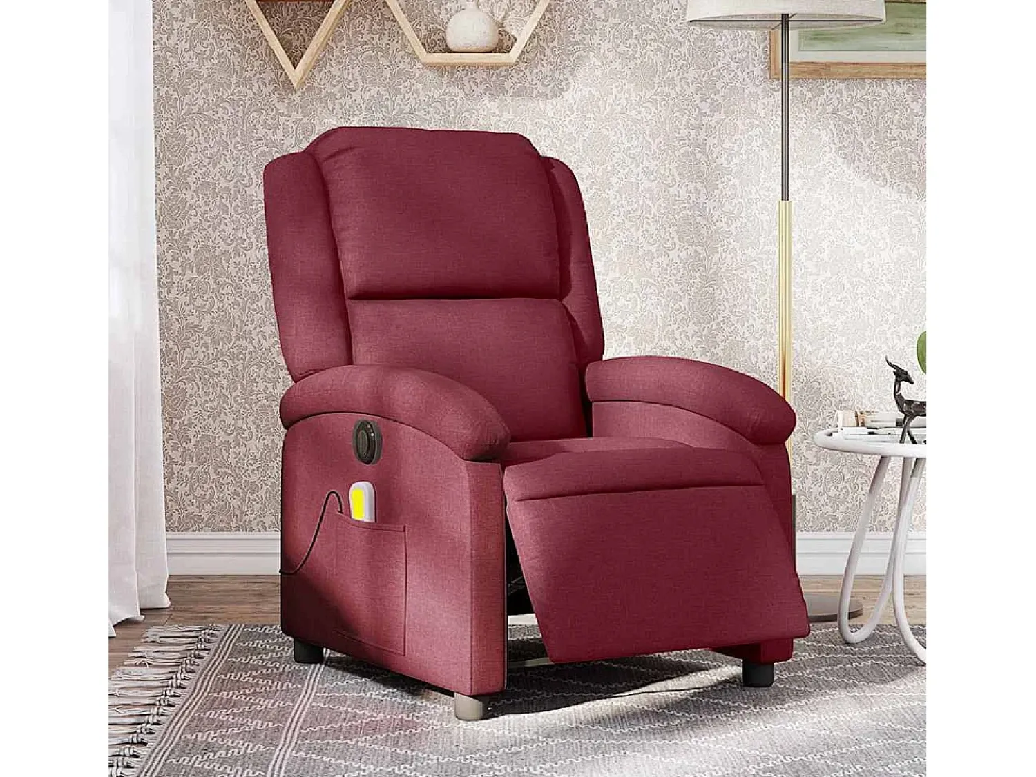 Clearance Poltrona reclinável de massagens elétrica tecido tinto SHL614459 Vermelho