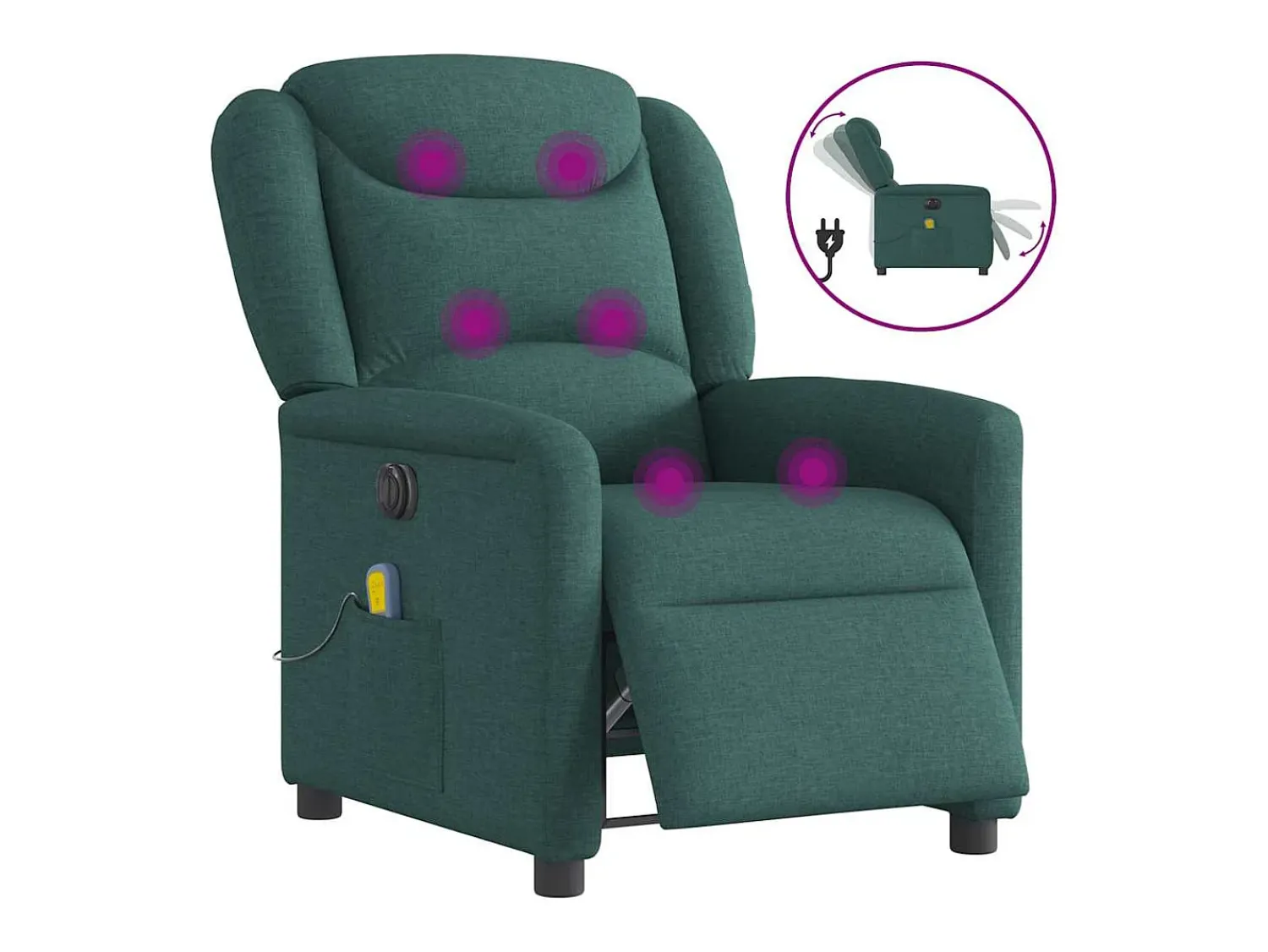 Poltrona* Poltrona reclinável de massagens elétrica tecido verde-escuro SHL382449 Verde pinho