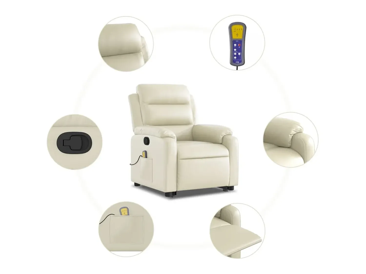 vidaxl Poltrona reclinável de massagens couro artificial cor^ Poltrona