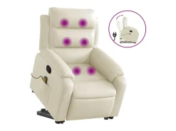 vidaxl Poltrona reclinável de massagens couro artificial cor^ Poltrona