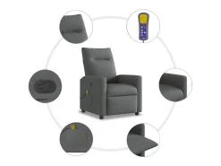 Poltrona reclinável de massagem em tecido cinza escuro SHL650100^ Poltrona