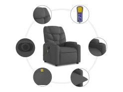 Poltrona reclinável de massagens elétrica tecido cinza-escuro SHL942676^ Poltrona