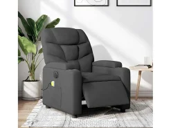 Poltrona reclinável de massagens elétrica tecido cinza-escuro SHL942676^ Poltrona