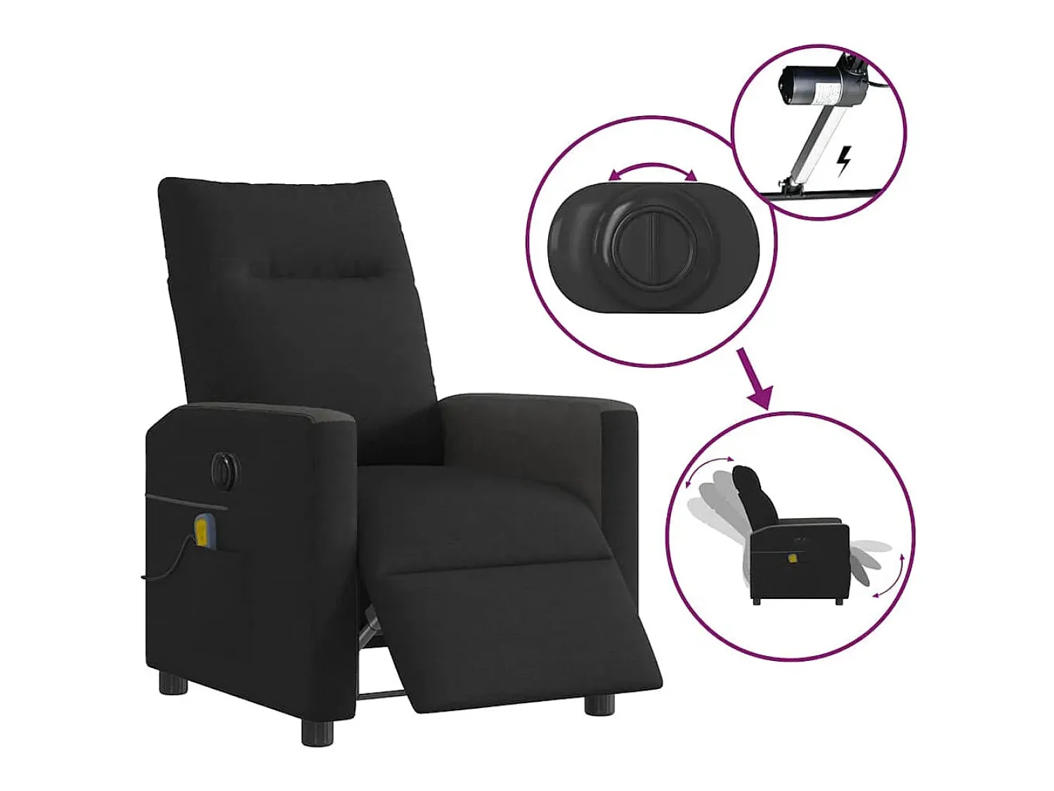 Poltrona* Poltrona reclinável de massagens elétrica tecido SHL112824 Preto