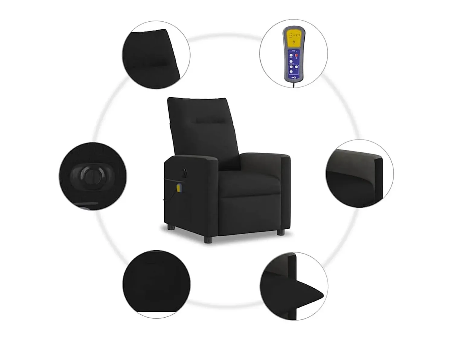 Poltrona* Poltrona reclinável de massagens elétrica tecido SHL112824 Preto
