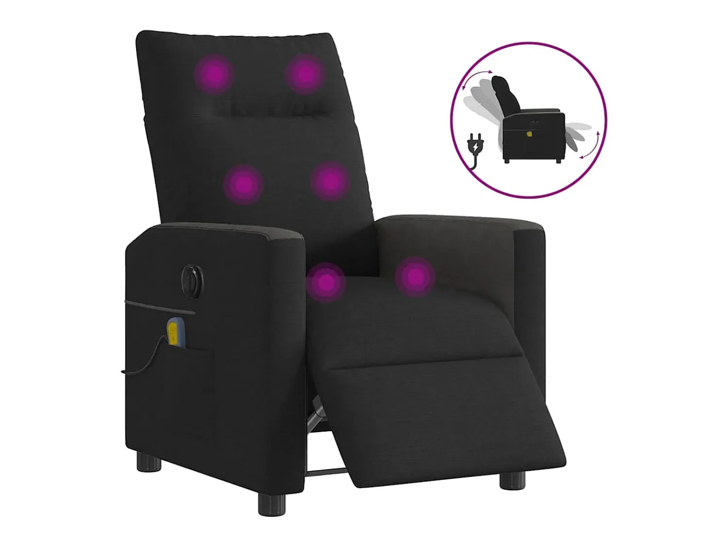 Poltrona* Poltrona reclinável de massagens elétrica tecido SHL112824 Preto