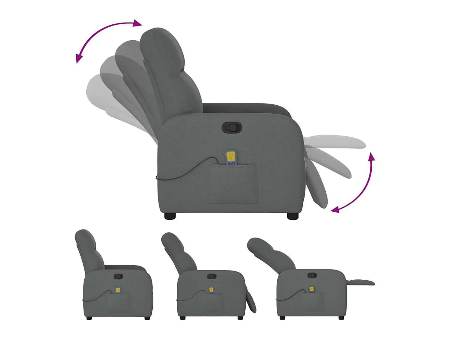 Best Poltrona reclinável de massagem em tecido cinza escuro SHL630541 Cinza antracite