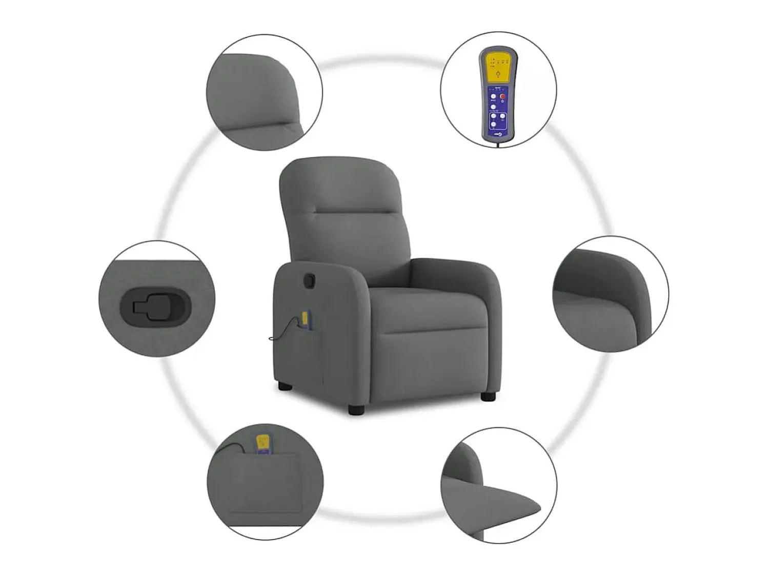 Best Poltrona reclinável de massagem em tecido cinza escuro SHL630541 Cinza antracite