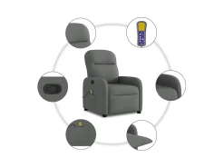 Best Poltrona reclinável de massagem em tecido cinza escuro SHL630541 Cinza antracite