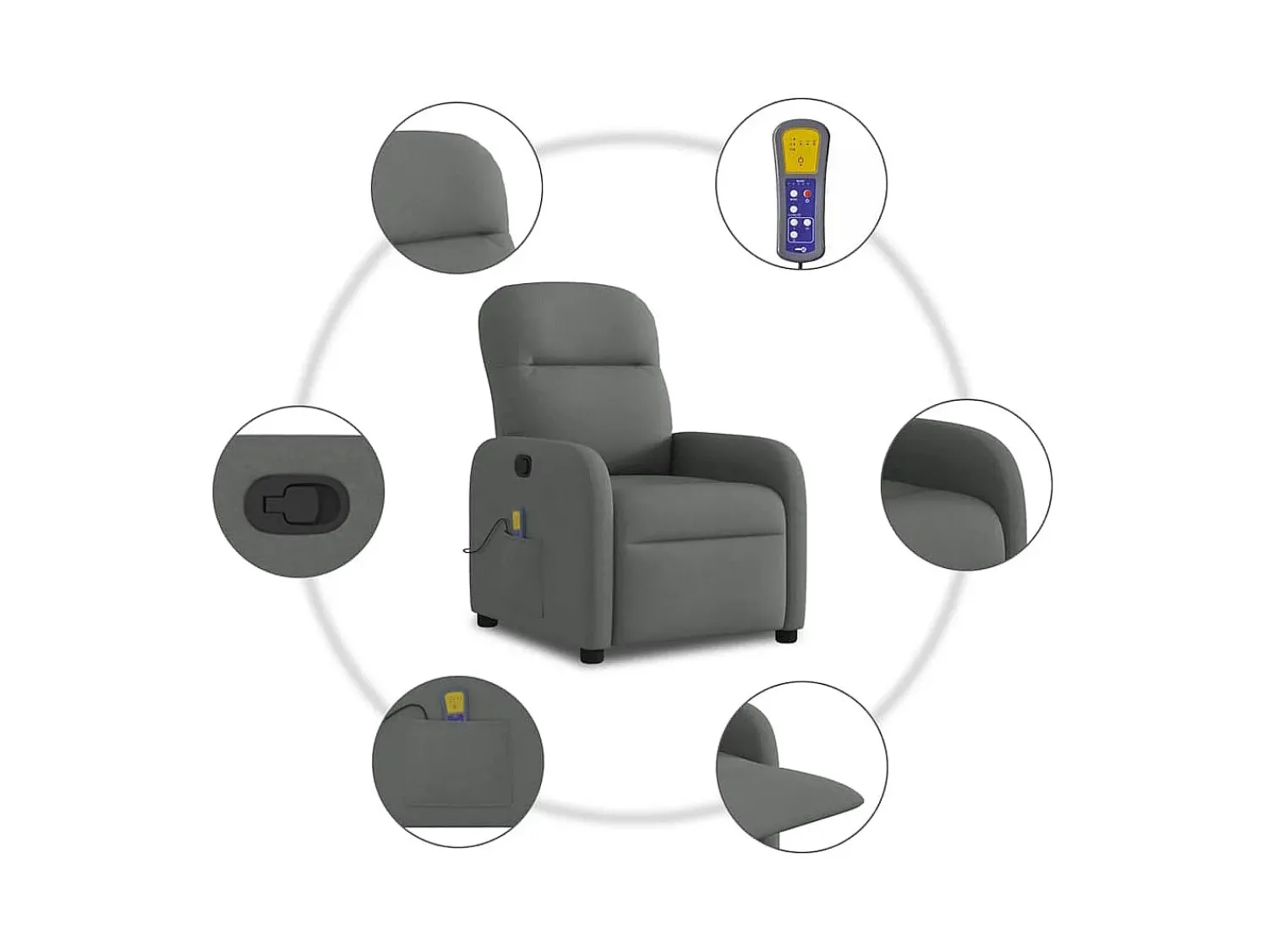 Best Poltrona reclinável de massagem em tecido cinza escuro SHL630541 Cinza antracite
