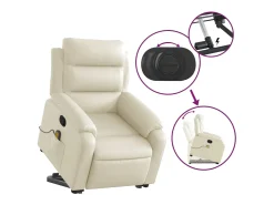Poltrona* Poltrona reclinável de massagens couro artificial cor SHL364878 Creme