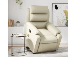 Poltrona* Poltrona reclinável de massagens couro artificial cor SHL364878 Creme
