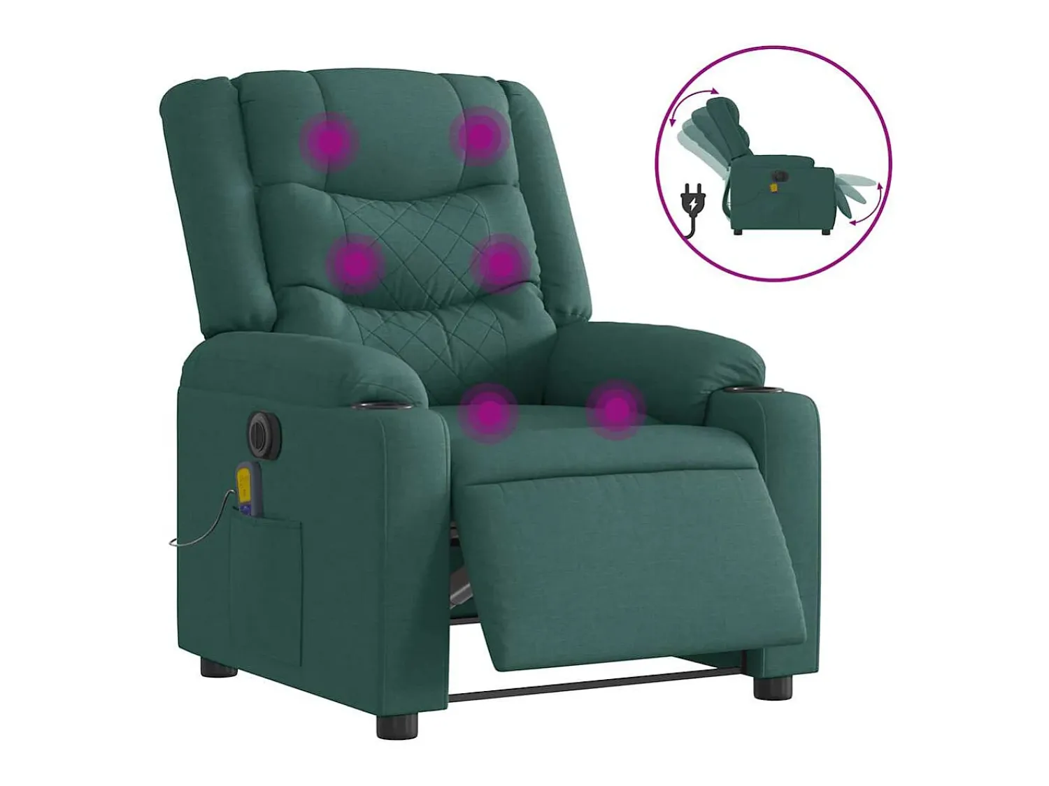Poltrona| Poltrona reclinável de massagens elétrica tecido verde-escuro SHL216070 Verde pinho