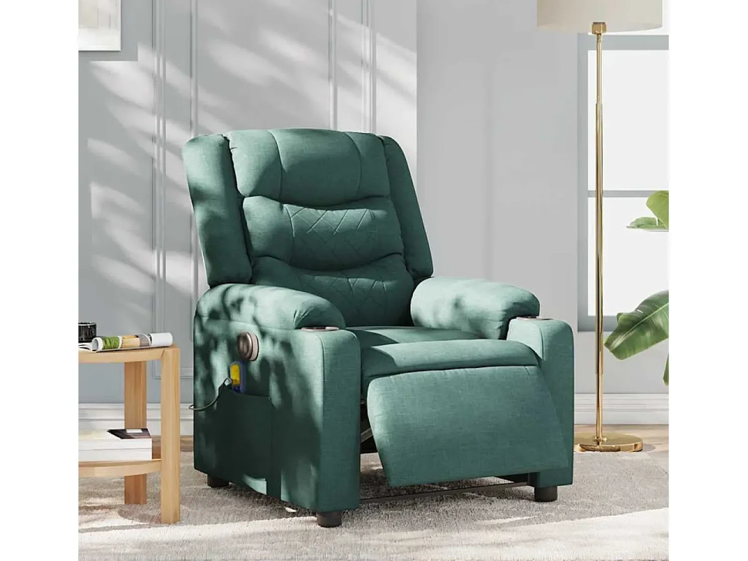 Poltrona| Poltrona reclinável de massagens elétrica tecido verde-escuro SHL216070 Verde pinho