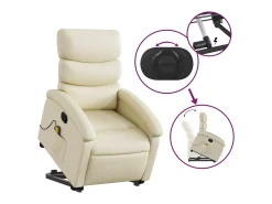 Clearance Poltrona reclinável de massagens couro artificial cor SHL484335 Creme