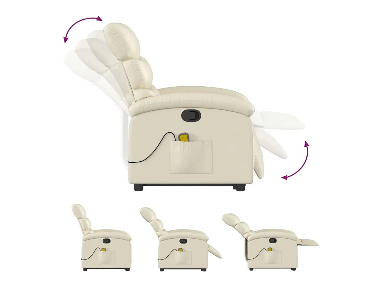 Clearance Poltrona reclinável de massagens couro artificial cor SHL484335 Creme