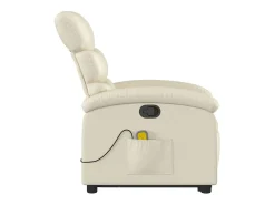 Clearance Poltrona reclinável de massagens couro artificial cor SHL484335 Creme