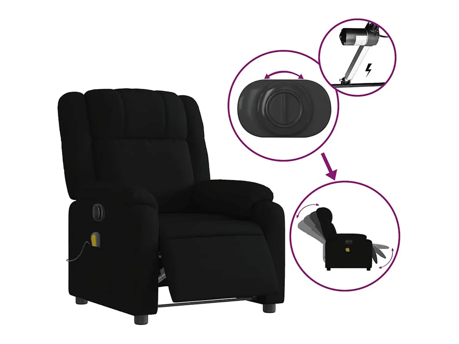 Poltrona* Poltrona reclinável de massagens elétrica tecido SHL749217 Preto