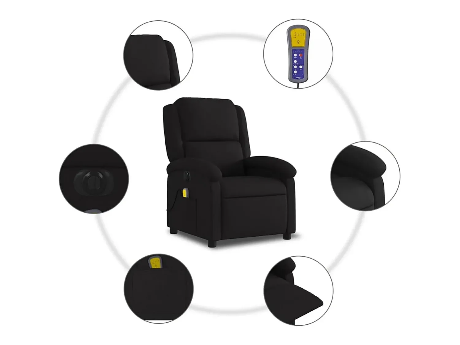 Poltrona| Poltrona reclinável de massagens elétrica tecido SHL610683 Preto