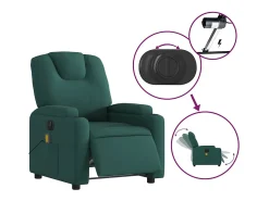 Best Poltrona reclinável de massagens elétrica tecido verde-escuro SHL467953 Verde pinho
