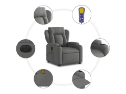 Poltrona| Poltrona reclinável de massagens elétrica tecido cinza-escuro SHL338470 Cinza antracite