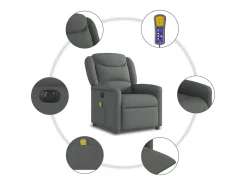 Poltrona* Poltrona reclinável de massagens elétrica tecido cinza-escuro SHL912743 Cinza antracite