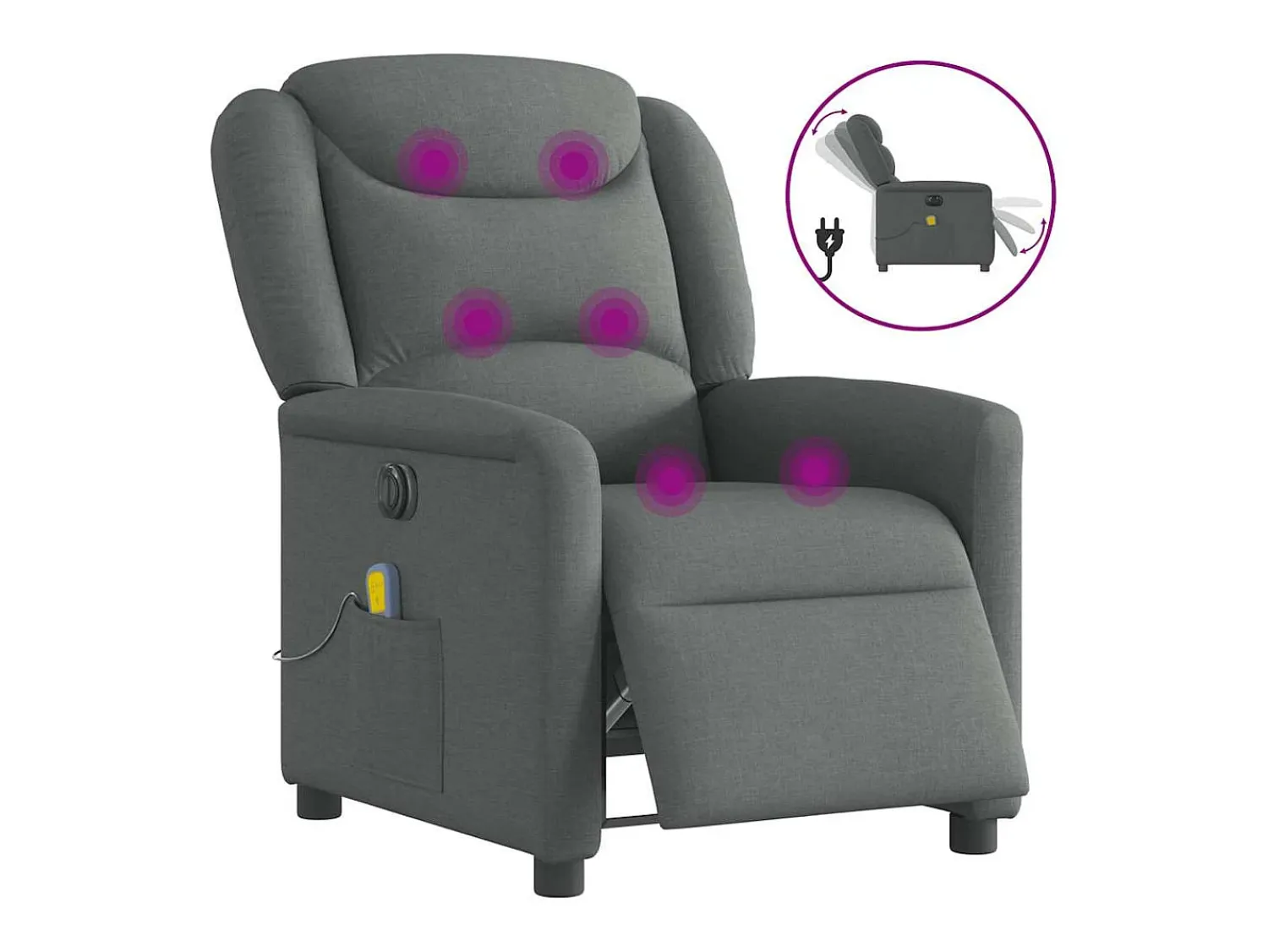 Poltrona* Poltrona reclinável de massagens elétrica tecido cinza-escuro SHL912743 Cinza antracite
