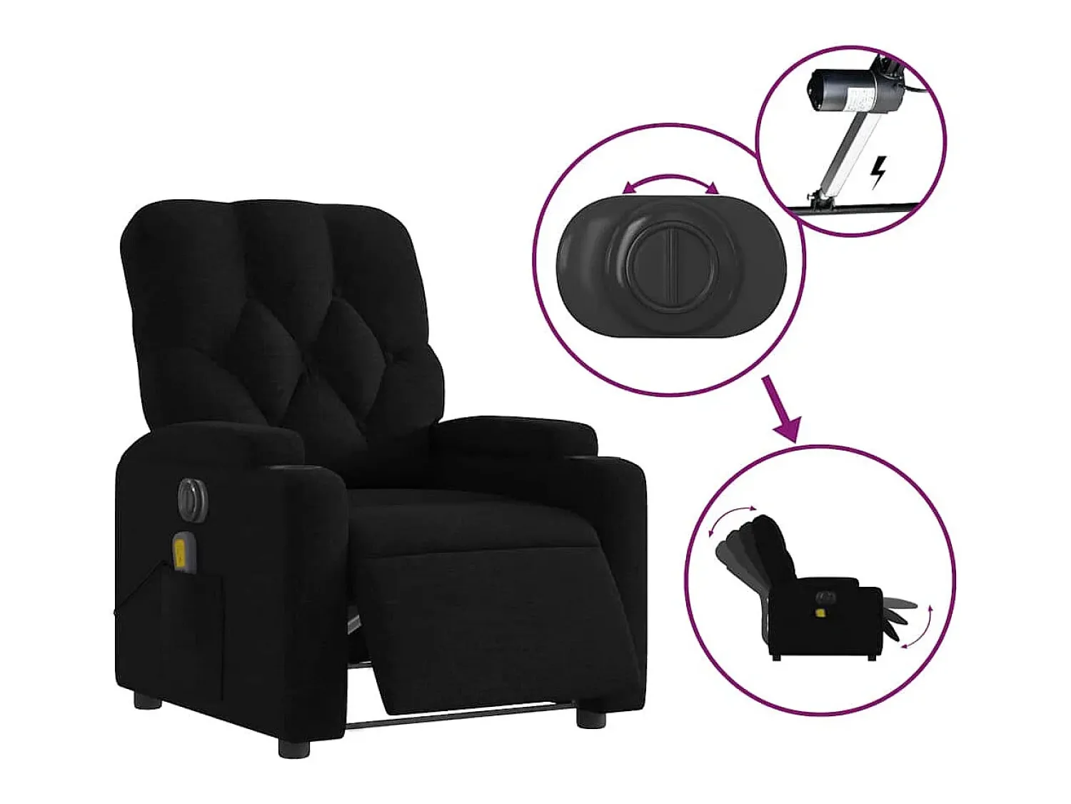 Poltrona* Poltrona reclinável de massagens elétrica tecido SHL814957 Preto