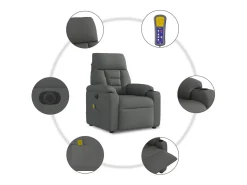 Poltrona* Poltrona reclinável de massagens elétrica tecido cinza-escuro SHL164046 Cinza antracite