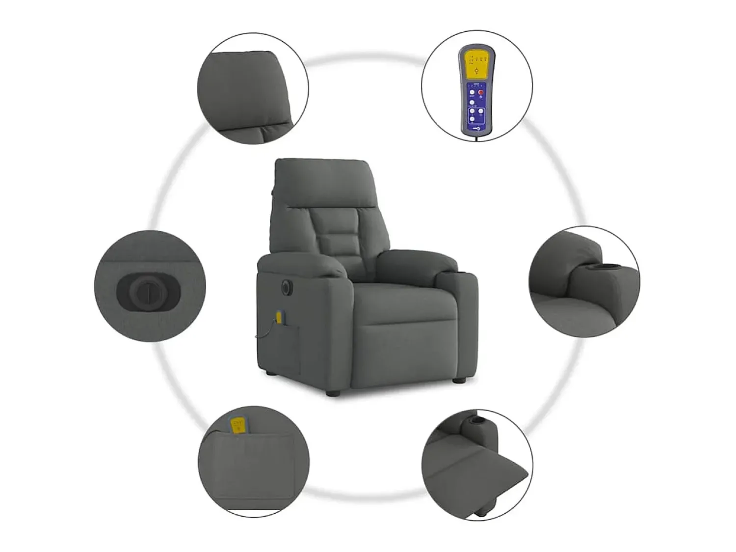 Poltrona* Poltrona reclinável de massagens elétrica tecido cinza-escuro SHL164046 Cinza antracite