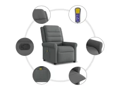 Online Poltrona reclinável de massagem em tecido cinza escuro SHL842219 Cinza antracite