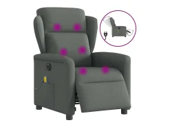 Poltrona reclinável de massagens elétrica tecido cinza-escuro SHL789993^ Poltrona