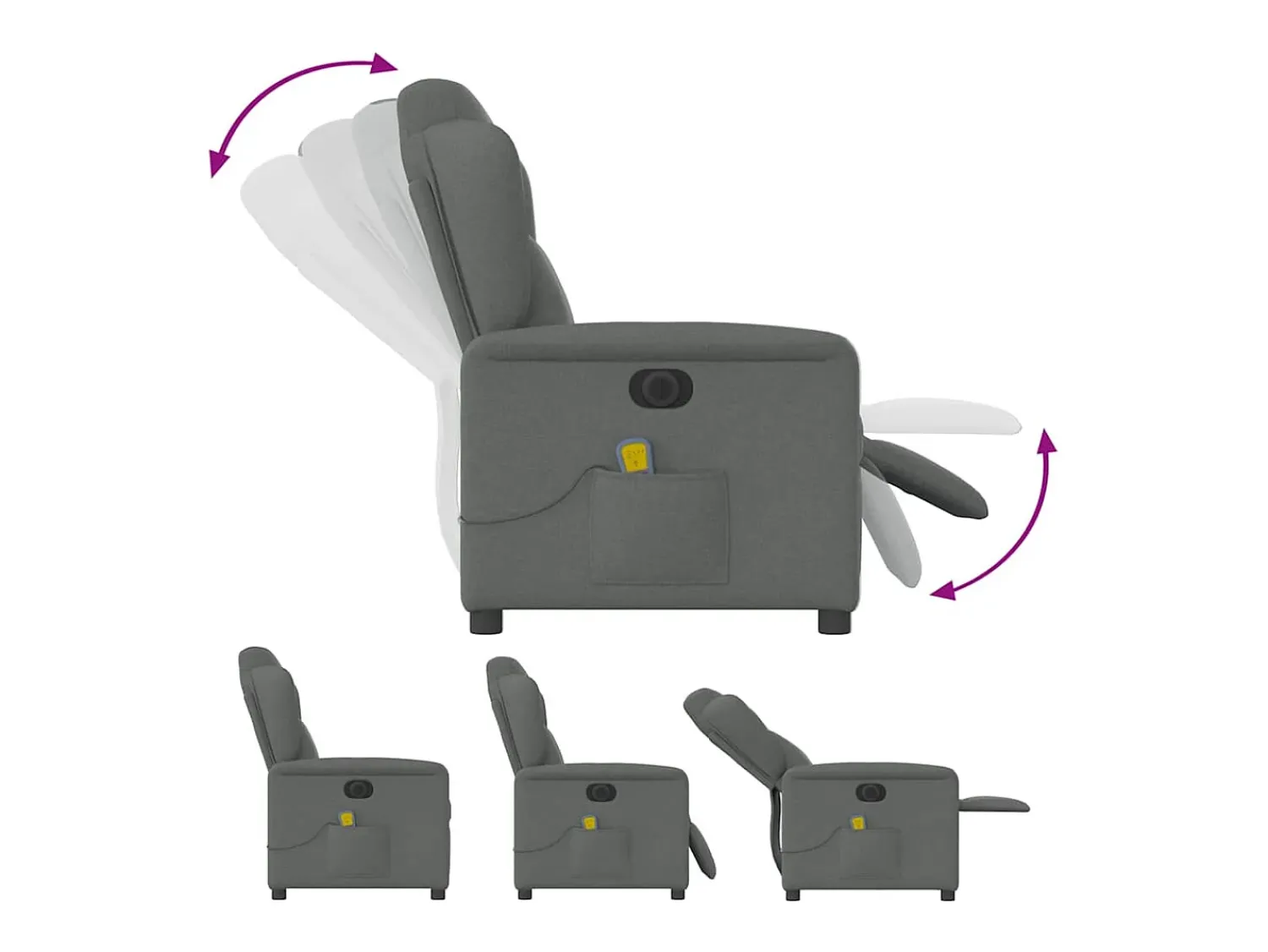 Poltrona reclinável de massagens elétrica tecido cinza-escuro SHL789993^ Poltrona