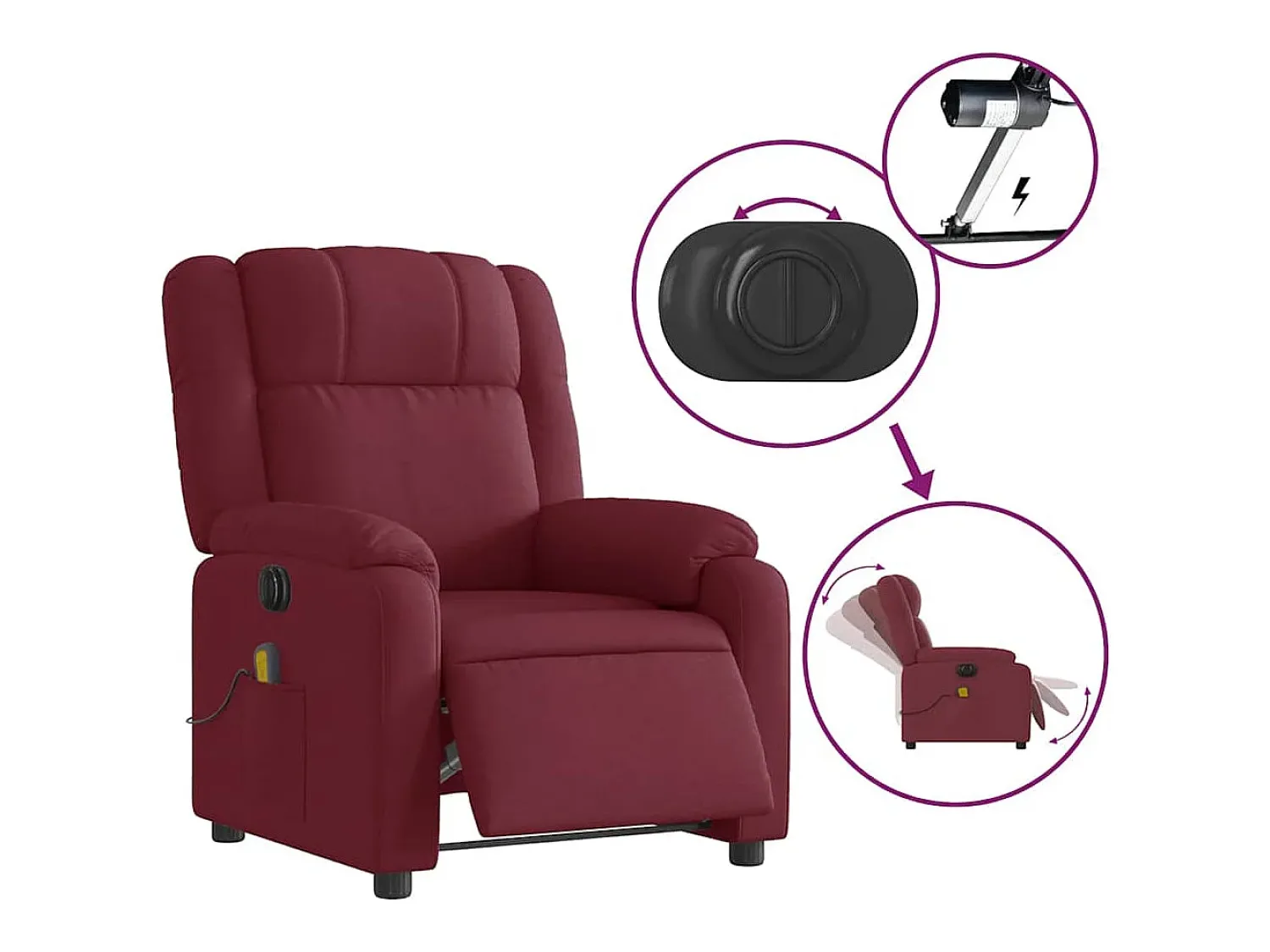 Best Poltrona reclinável de massagens elétrica tecido tinto SHL12230 Vermelho
