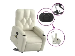 Poltrona| Poltrona reclinável de massagens couro artificial cor SHL348273 Creme