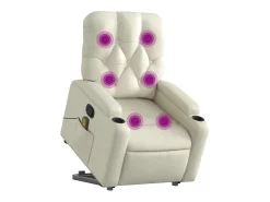 Poltrona| Poltrona reclinável de massagens couro artificial cor SHL348273 Creme
