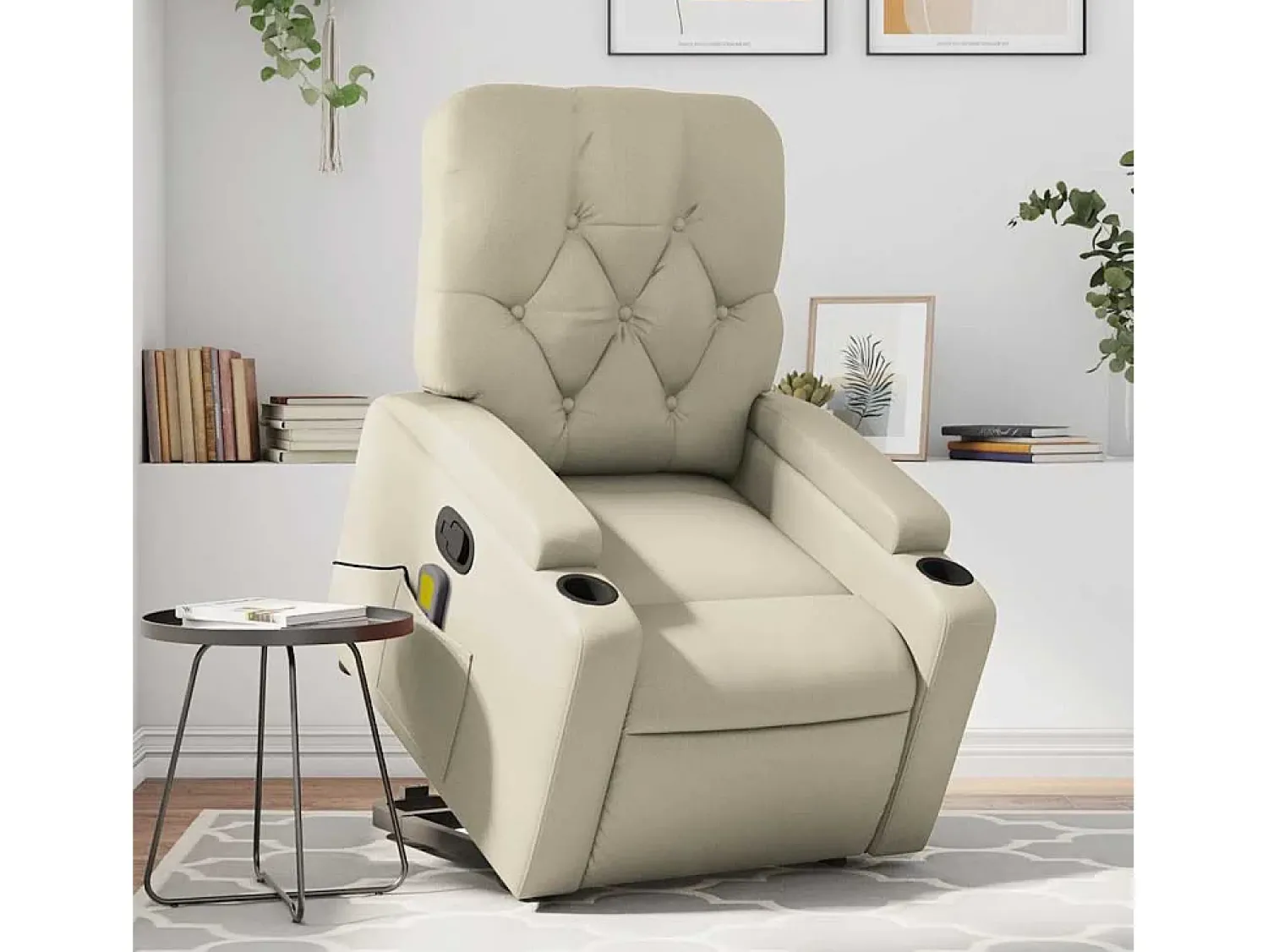 Poltrona| Poltrona reclinável de massagens couro artificial cor SHL348273 Creme