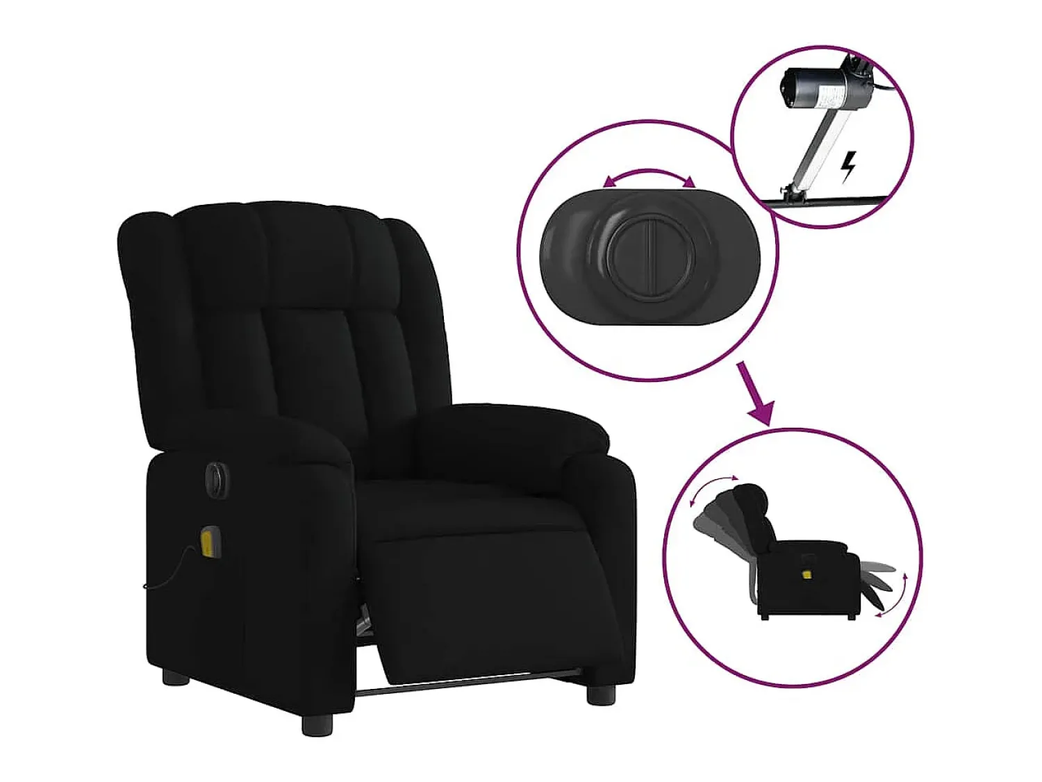 Poltrona| Poltrona reclinável de massagens elétrica tecido SHL588084 Preto