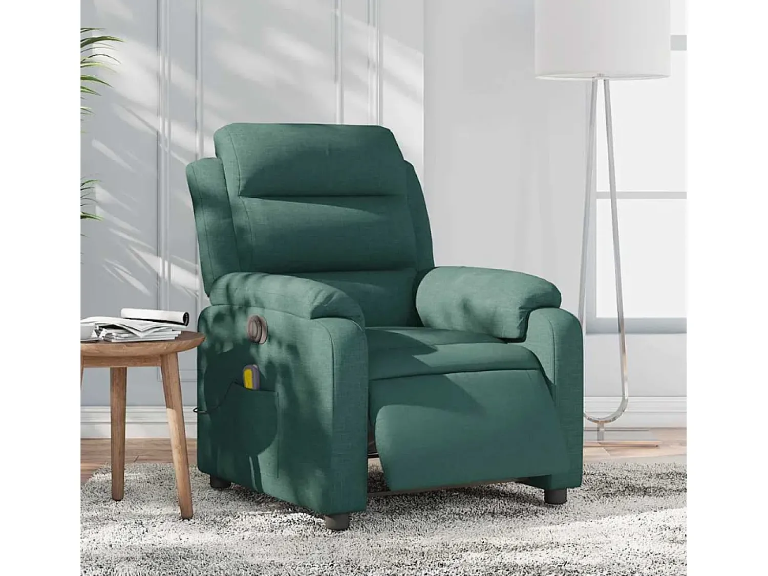 Poltrona* Poltrona reclinável de massagens elétrica tecido verde-escuro SHL612210 Verde pinho