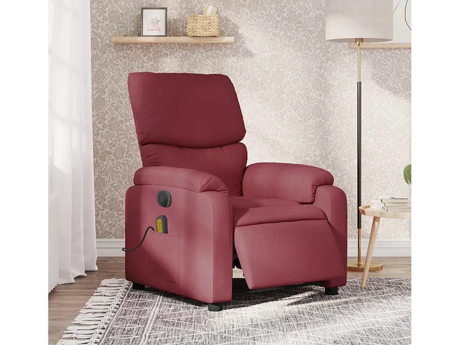 Poltrona| Poltrona reclinável de massagens elétrica tecido tinto SHL380893 Vermelho