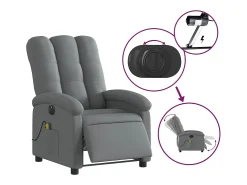 Poltrona reclinável de massagens elétrica tecido cinza-escuro SHL469685^ Poltrona