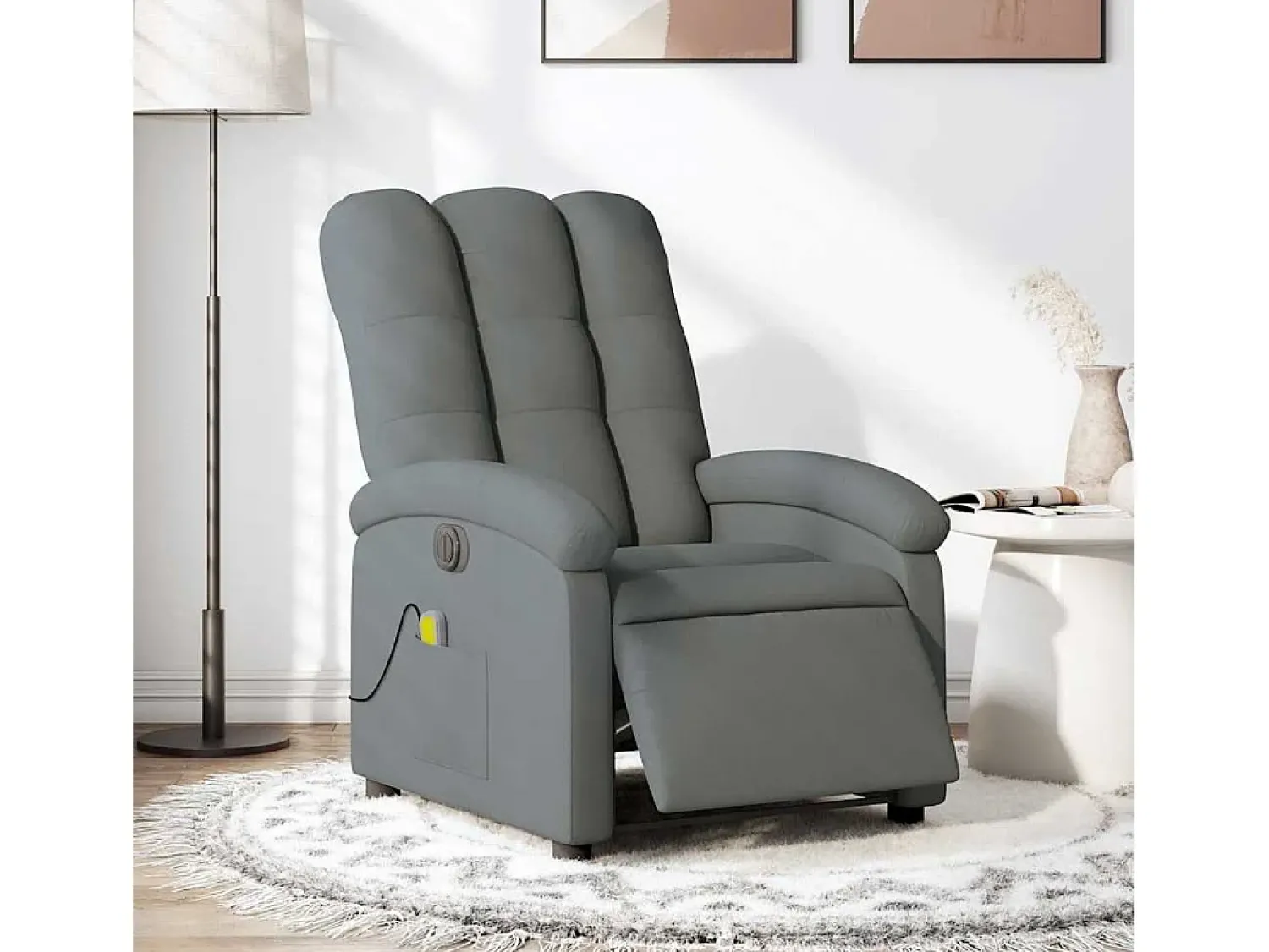 Poltrona reclinável de massagens elétrica tecido cinza-escuro SHL469685^ Poltrona